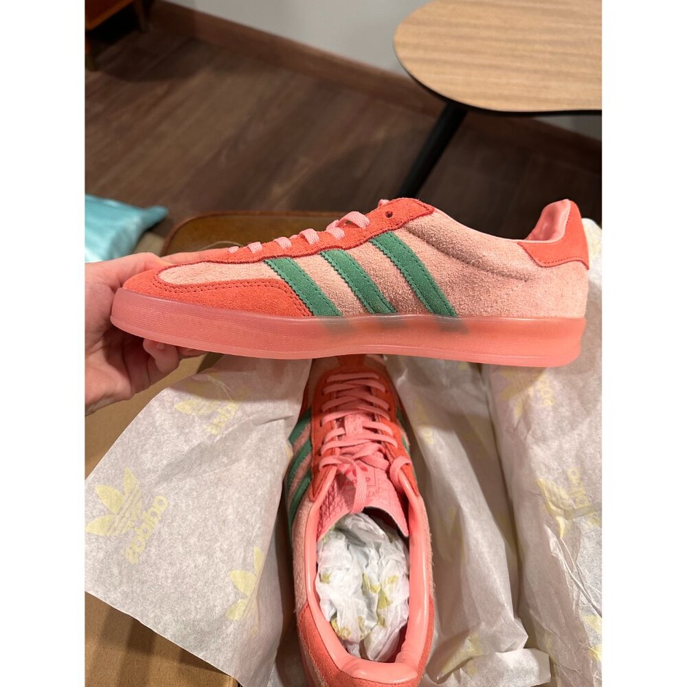 🍓 adidas Gazelle Indoor Semi Pink Spark Preloved Scarlet Green Men's 7 UK 6.5 - Picture 9 of 14